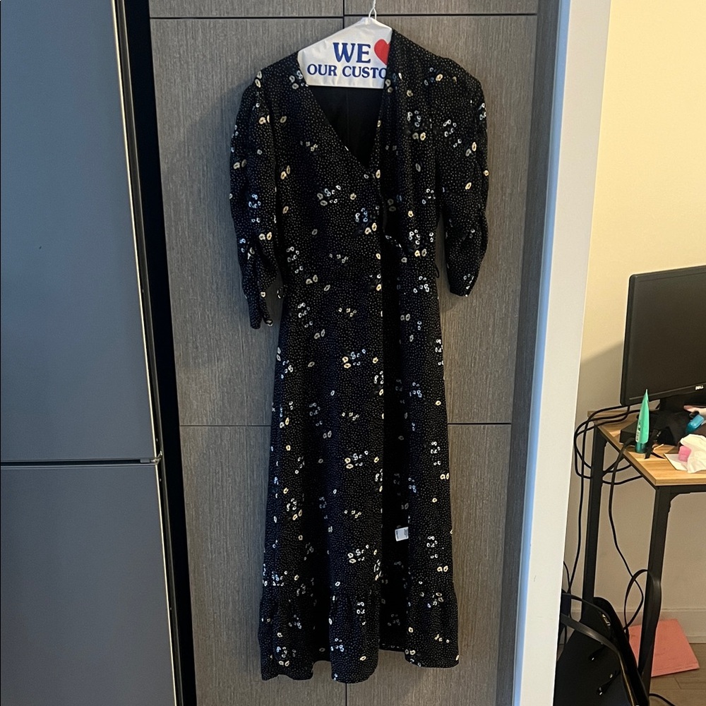 Elegant Black Floral Women's Dress